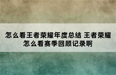 怎么看王者荣耀年度总结 王者荣耀怎么看赛季回顾记录啊